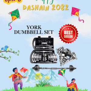York 20 kg Adjustable Dumbbell | York 20kg Dumbbell Set Adjustable Dumbbell Set 20 kg Chrome Coated with a Briefcase Pack 20 kg Set Dumbbells