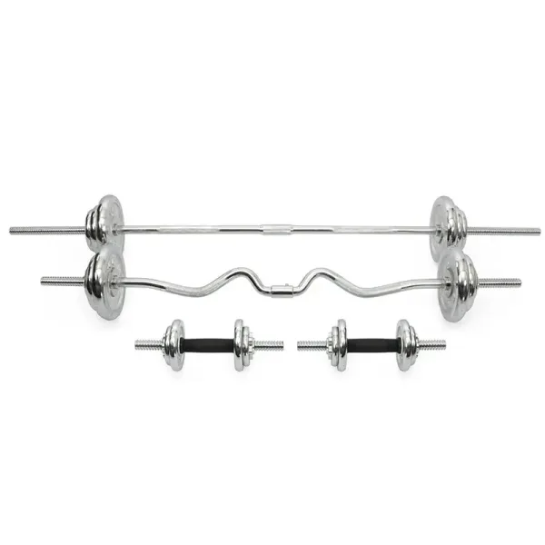 SPN'S Fitness | YORK 55 kg Dumbbell Set With EZ Curl Bar Chrome Coated Iron Dumbbell With Barbell Set - Image 4