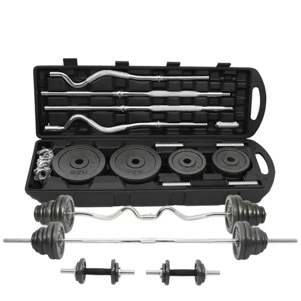 SPN'S Fitness | YORK 55 kg Dumbbell Set With EZ Curl Bar Chrome Coated Iron Dumbbell With Barbell Set - Image 5