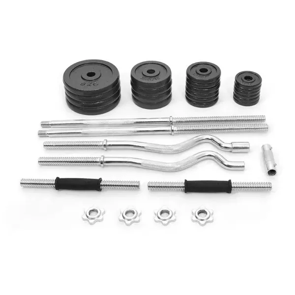 SPN'S Fitness | YORK 55 kg Dumbbell Set With EZ Curl Bar Chrome Coated Iron Dumbbell With Barbell Set - Image 6