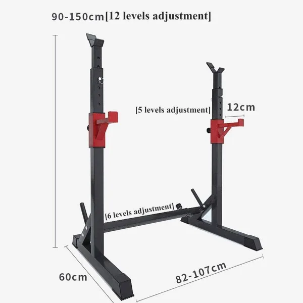 Barbell Rack/Squat Rack, Max. Load 160Kg, Adjustable Press Bench Power Weight Bench Support for Home/Gym Squat Stands - Image 4