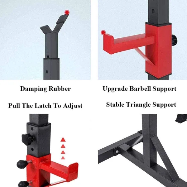 Barbell Rack/Squat Rack, Max. Load 160Kg, Adjustable Press Bench Power Weight Bench Support for Home/Gym Squat Stands - Image 7