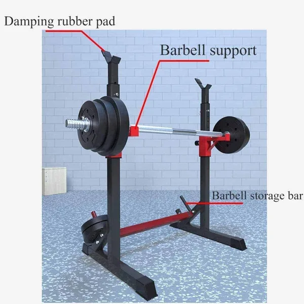 Barbell Rack/Squat Rack, Max. Load 160Kg, Adjustable Press Bench Power Weight Bench Support for Home/Gym Squat Stands - Image 6