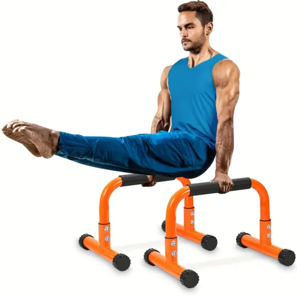Push Up Bar, 14'' High Steel Parallettes & Dip Bar with Full Coverage Foam Handle, Heavy-Duty Calisthenics Parallel Bars for L-Sit, Dips, Home Gym Strength Training Workout - Image 2